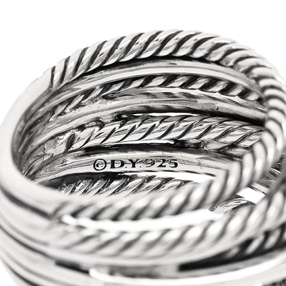 David Yurman Sterling Silver Diamond Triple X Crossover Ring 52 6 4 of 4