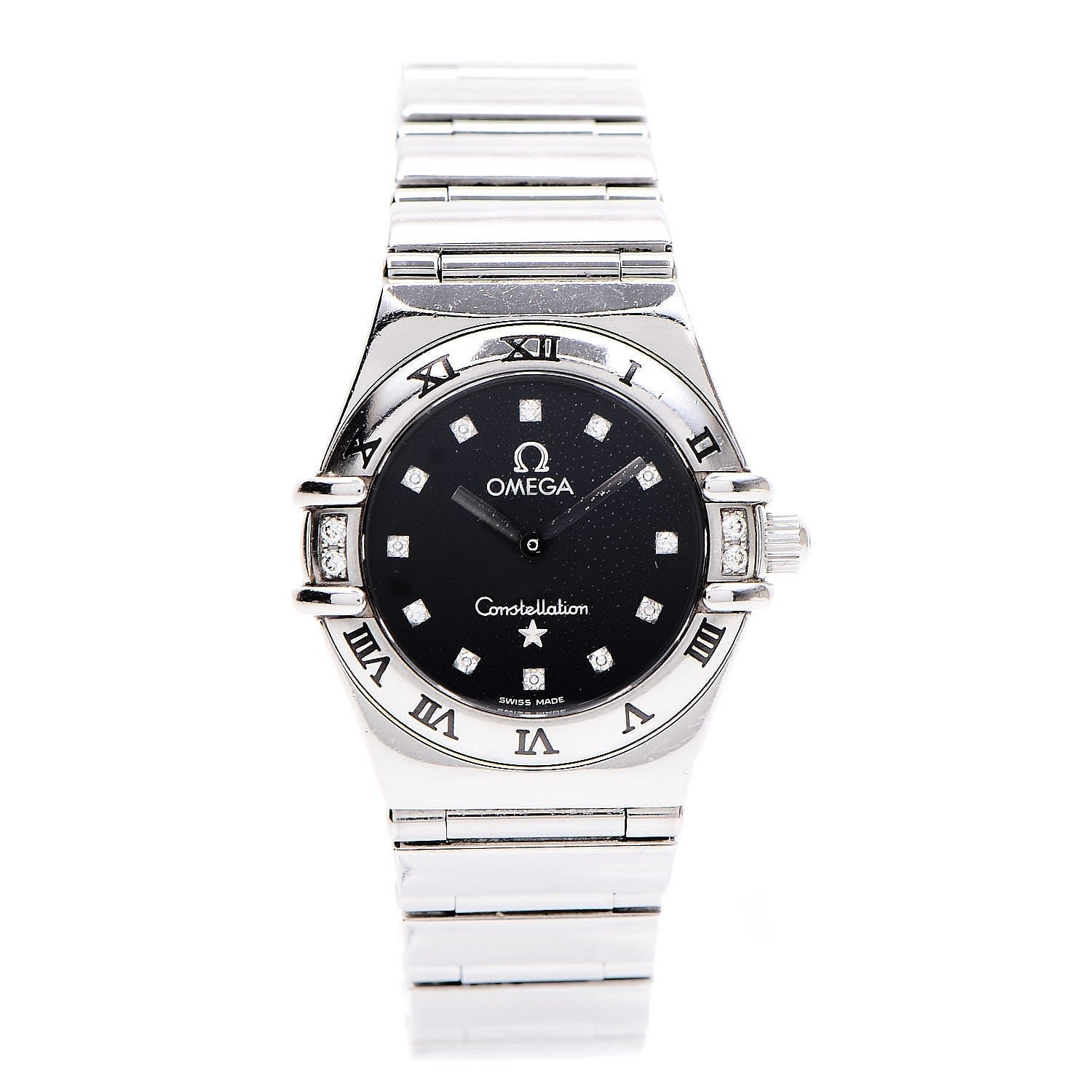Omega Stainless Steel Diamond 22mm Constellation Quartz Watch Black 1561.51 1 of 6