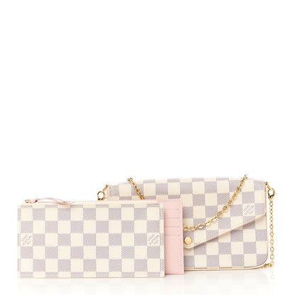 Louis Vuitton Damier Azur Pochette Felicie Chain Wallet Rose Ballerine 3 of 16
