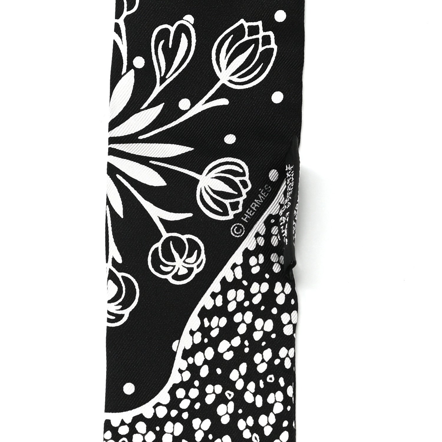 Hermes Silk Les Leopards Twilly Black White 3 of 4