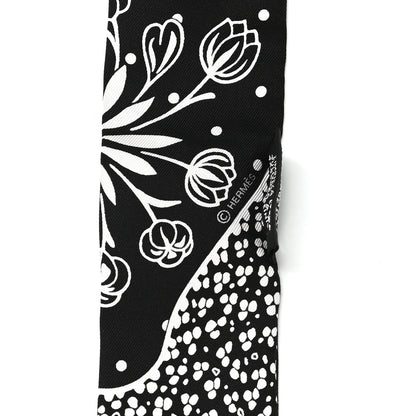 Hermes Silk Les Leopards Twilly Black White 3 of 4