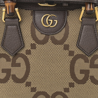 Gucci Monogram Jumbo GG Textured Dollar Calfskin Mini Diana Tote Bag Camel Ebony New Acero 8 of 11