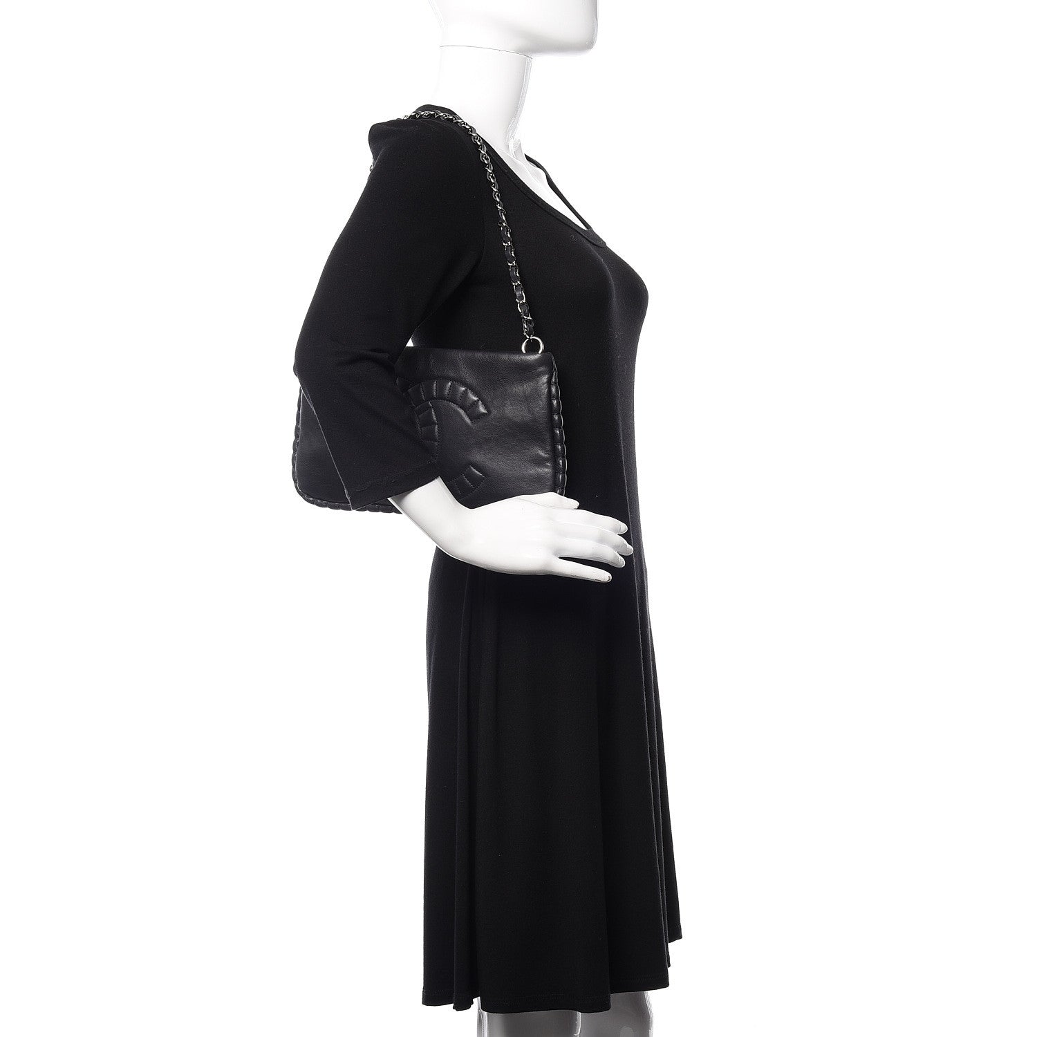 Chanel Calfskin On the Bund Pochette Dark Navy Blue 2 of 10