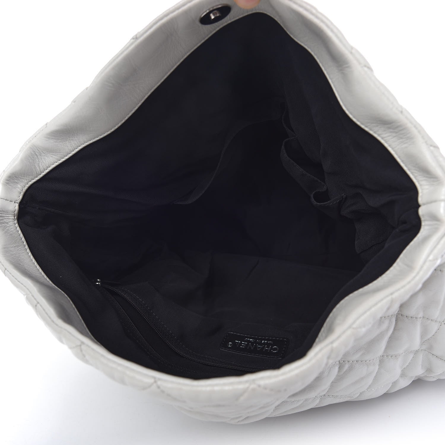 Chanel Glazed Calfskin Quilted Large Chain Me Hobo Dark White 5 of 9