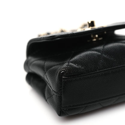 Chanel Caviar Quilted Nano Coco Handle Clutch With Chain Black 9 of 11
