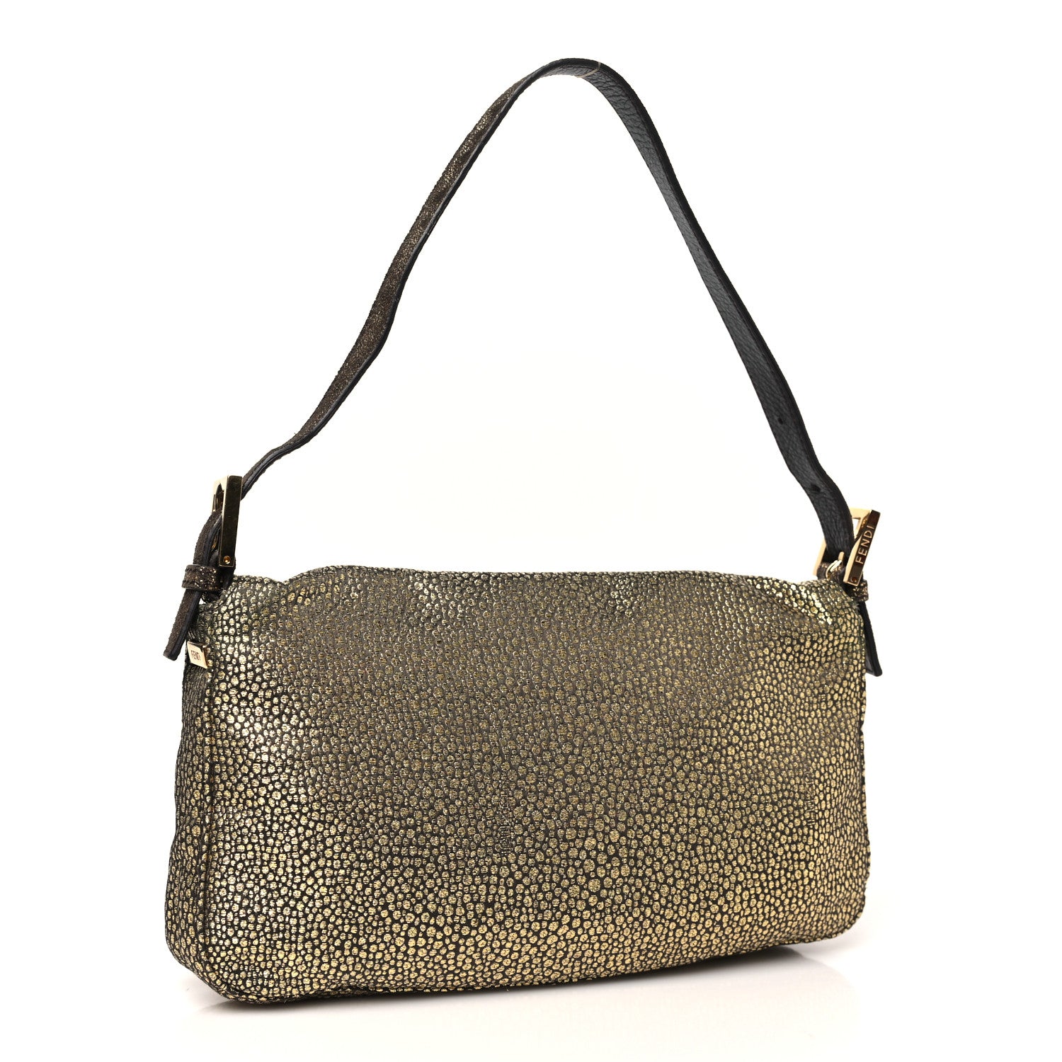 Fendi Metallic Canvas Baguette Gold 4 of 11