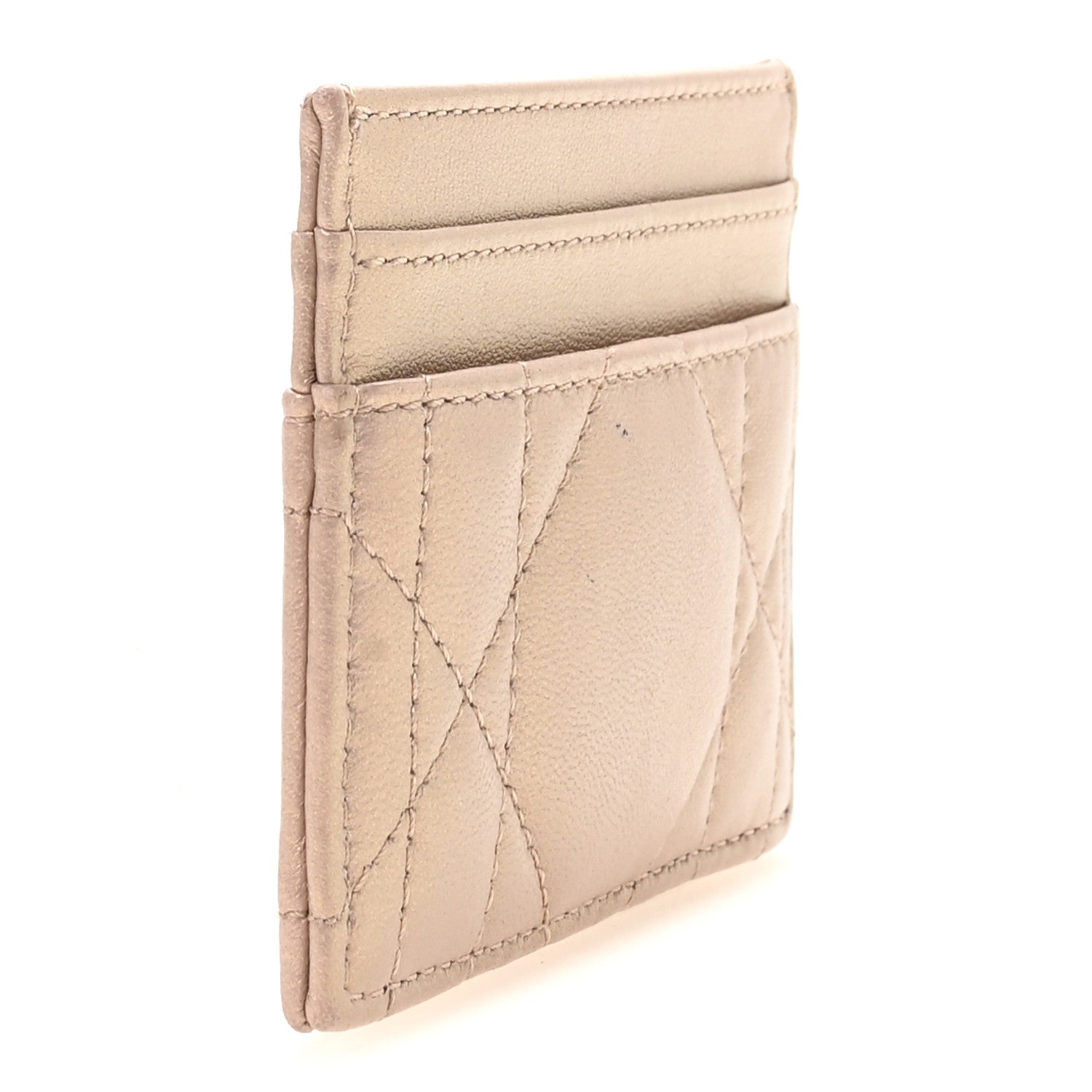 Christian Dior Lambskin Cannage Caro Freesia Card Holder Bronze Rose 3 of 8