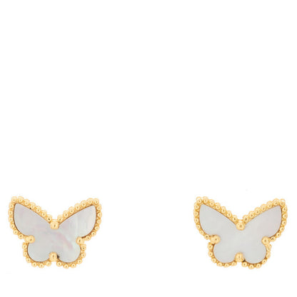 Van Cleef & Arpels 18K Yellow Gold Mother of Pearl Sweet Alhambra Butterfly Earrings 1 of 4