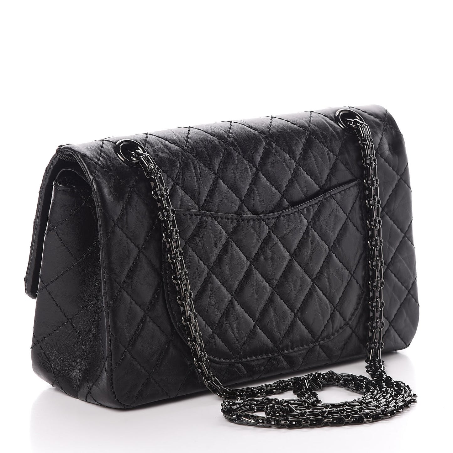 Aged Calfskin Quilted 2.55 Reissue 225 Flap So Black