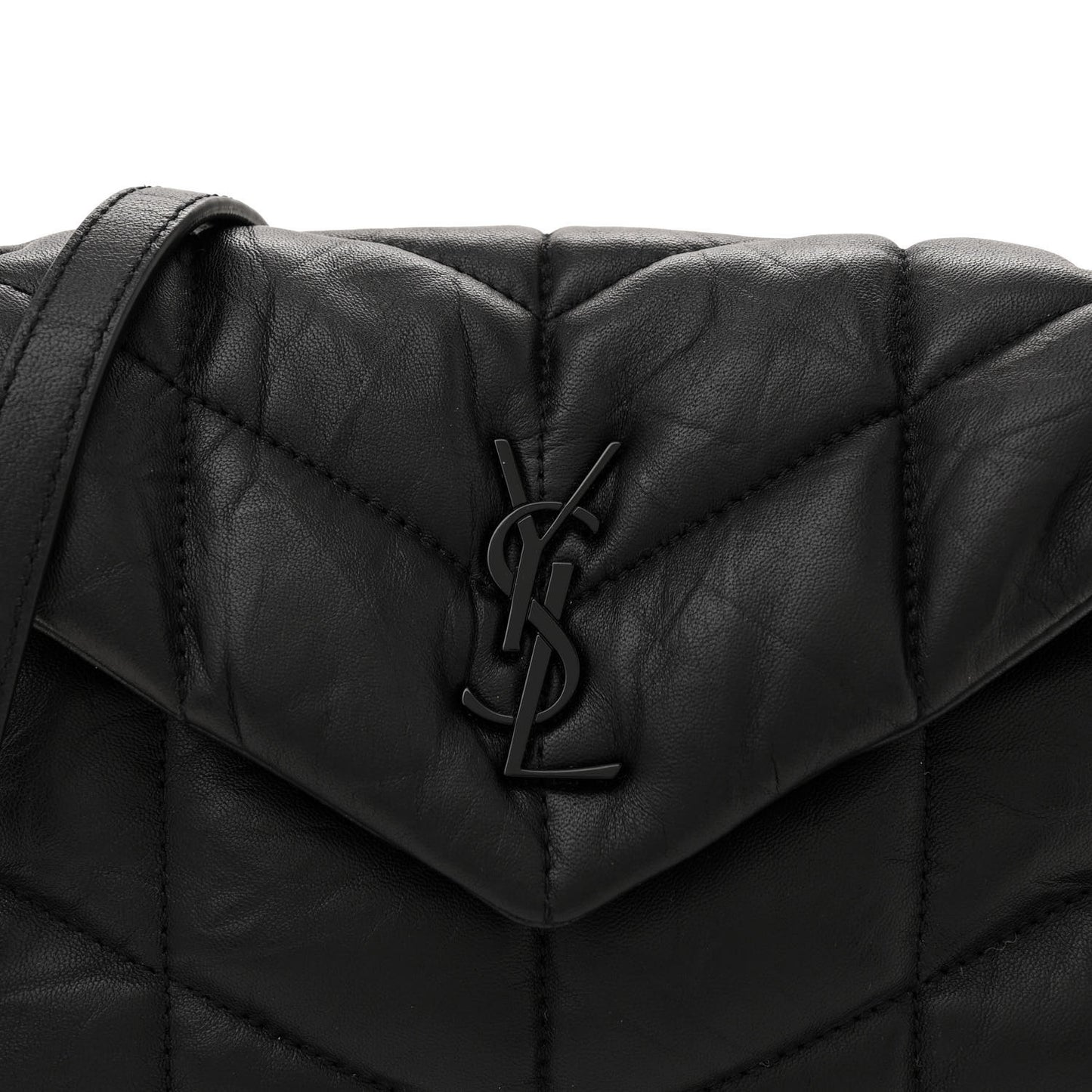 Calfskin Quilted Toy Loulou Puffer Monogram Monochrome Chain Satchel Black