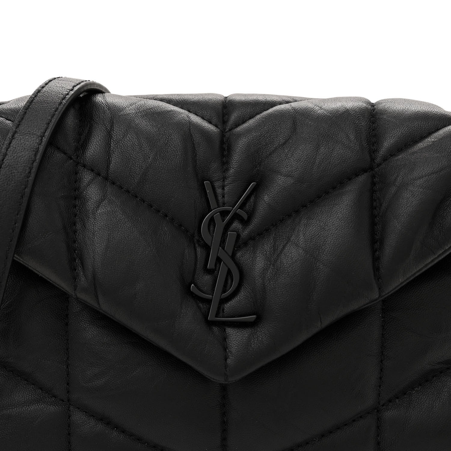 Saint Laurent Calfskin Quilted Toy Loulou Puffer Monogram Monochrome Chain Satchel Black 8 of 10
