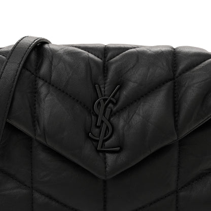 Saint Laurent Calfskin Quilted Toy Loulou Puffer Monogram Monochrome Chain Satchel Black 8 of 10