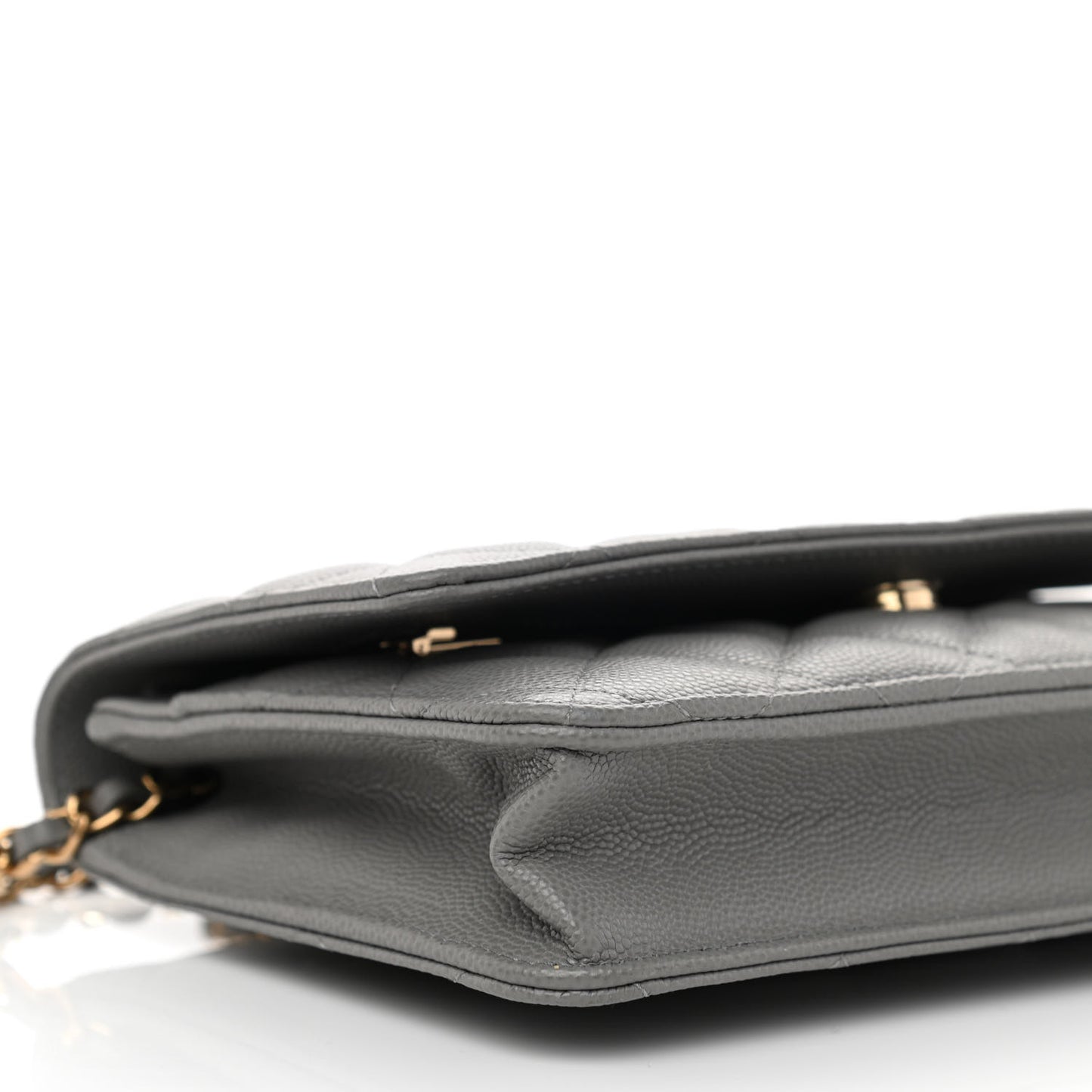 Caviar Quilted Wallet On Chain WOC Grey