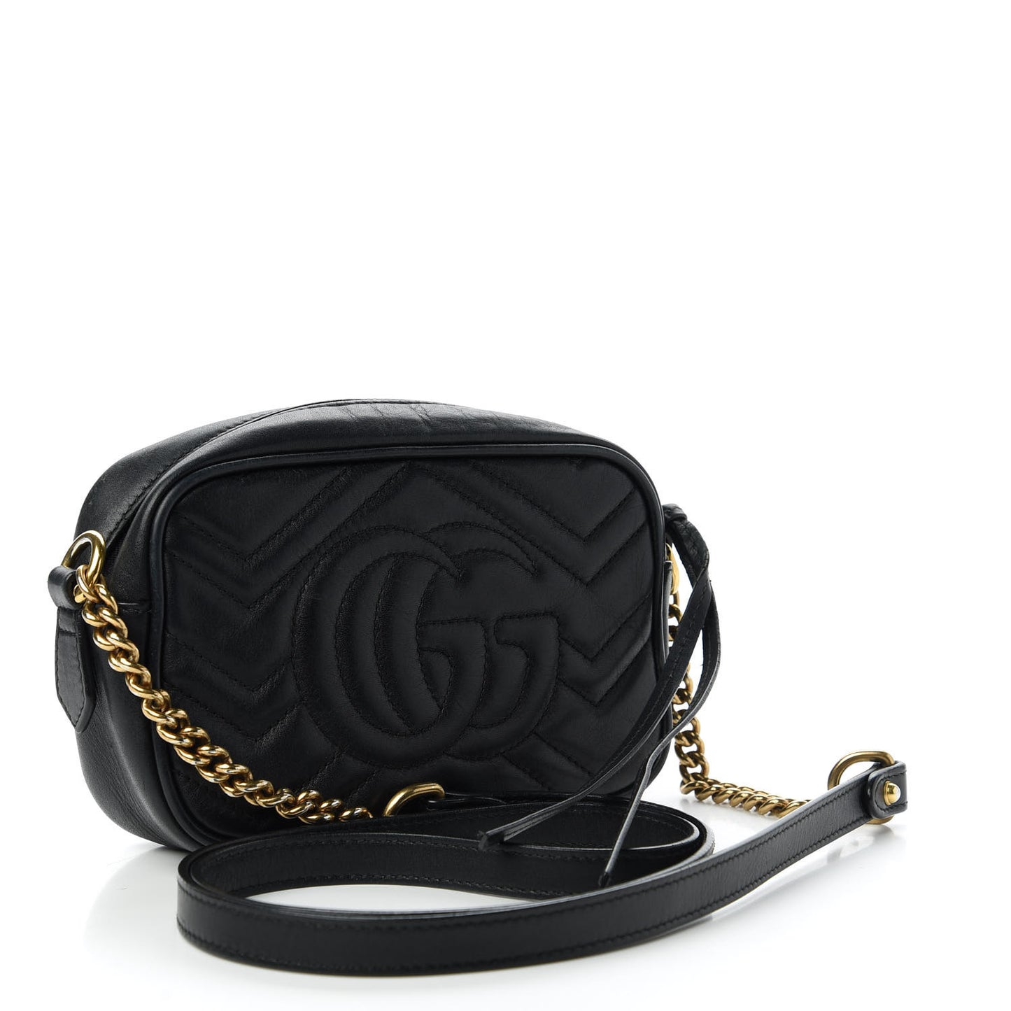 Calfskin Matelasse Mini GG Marmont Chain Shoulder Bag Black