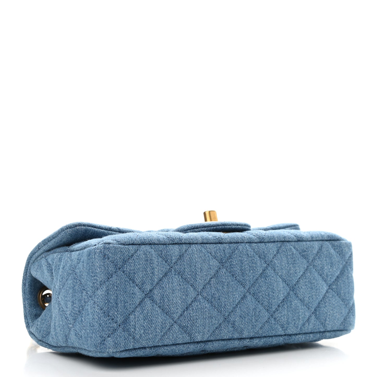 Denim Quilted Mini Pearl Crush Rectangular Flap Blue