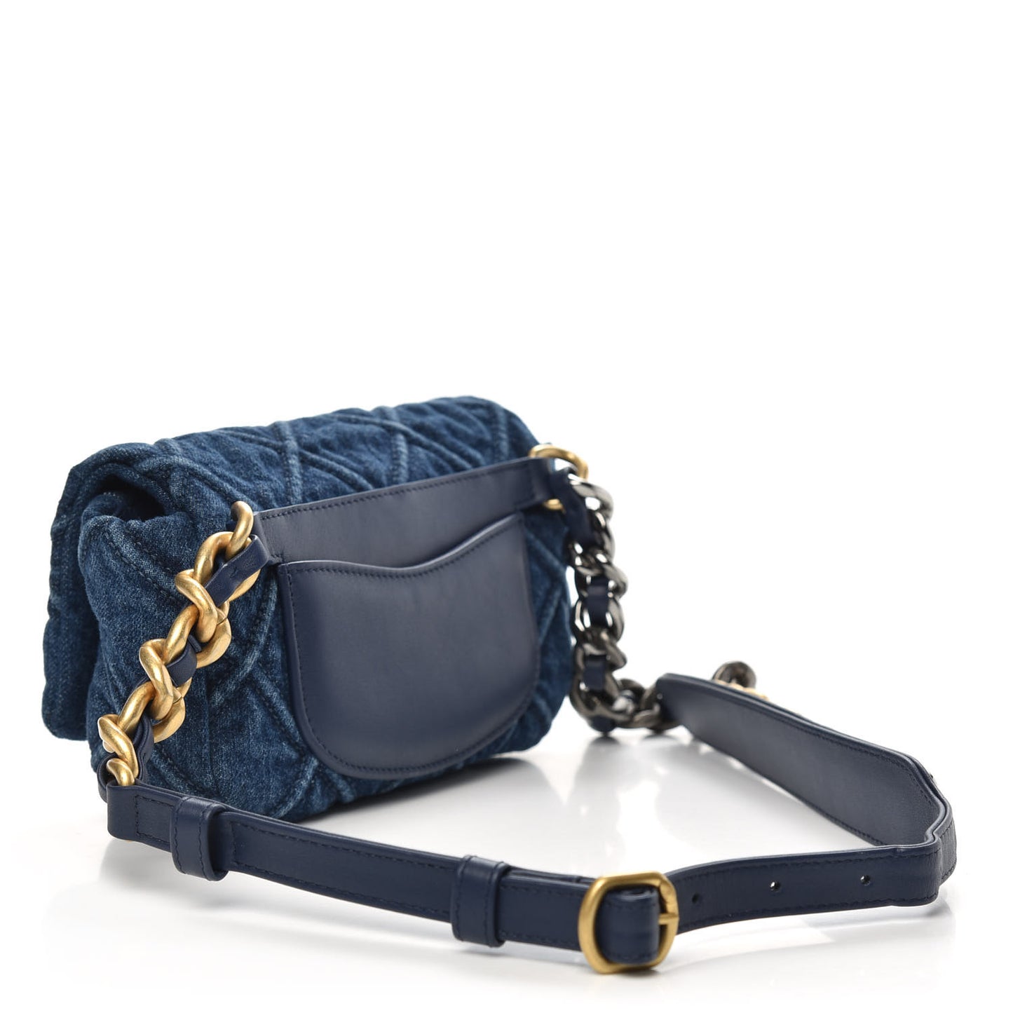 Denim Quilted 19 Belt Bag Blue