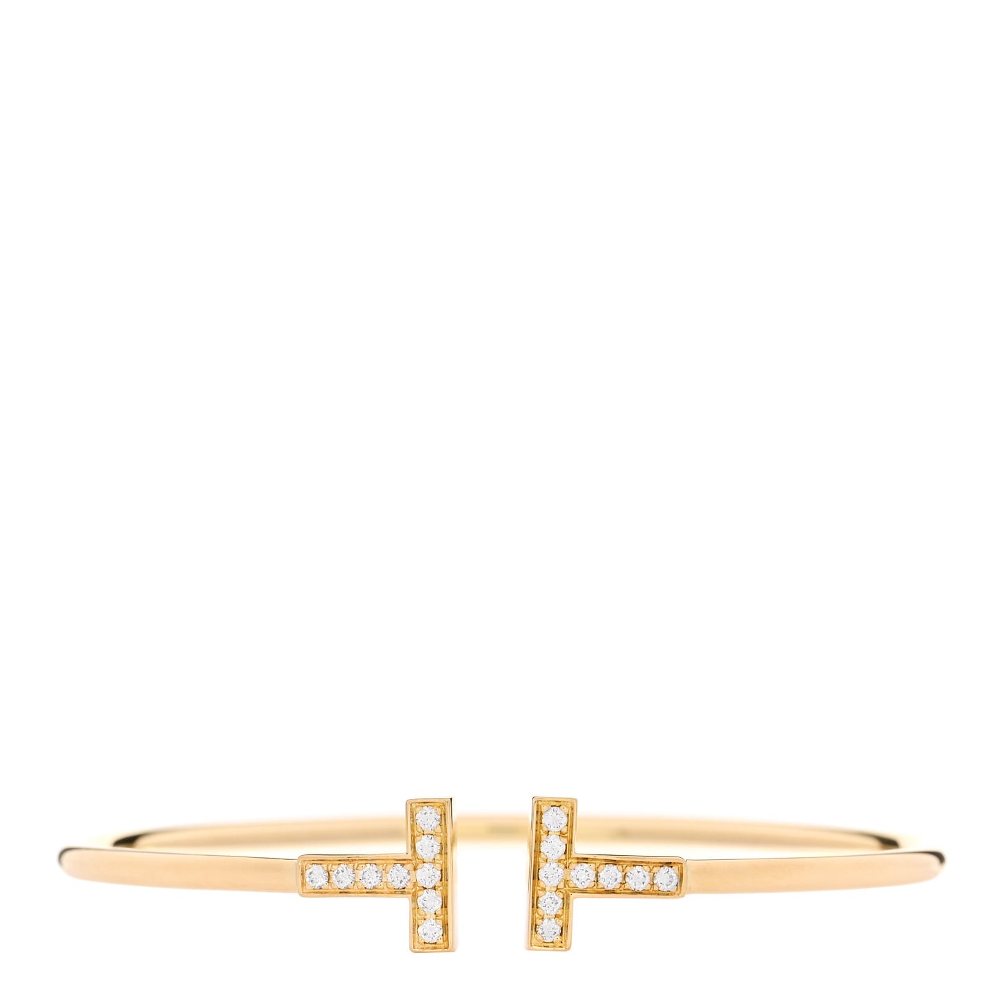 18K Yellow Gold Diamond T Wire Bracelet