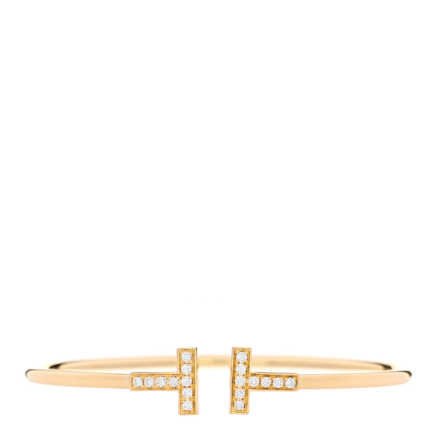Tiffany 18K Yellow Gold Diamond T Wire Bracelet 1 of 4