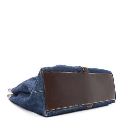 Chanel Denim CC Tote Bag Blue Brown 4 of 11