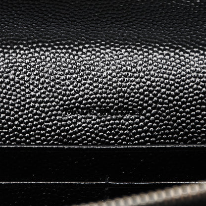 Saint Laurent Grain De Poudre Matelasse Chevron Monogram Envelope Chain Wallet Black 7 of 7