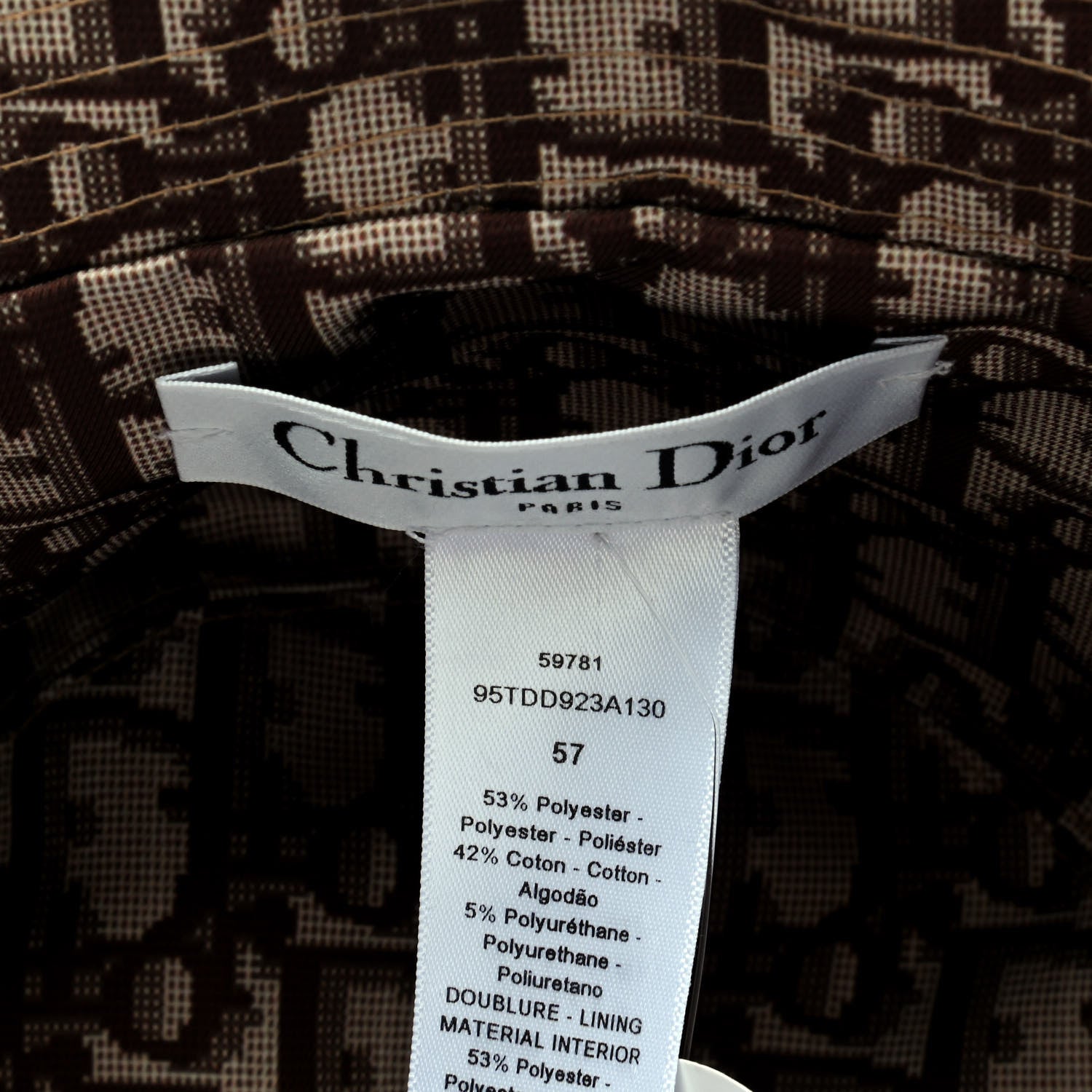 Christian Dior Polyester Cotton Oblique Teddy-D Brim Bucket Hat 57 Beige 4 of 4