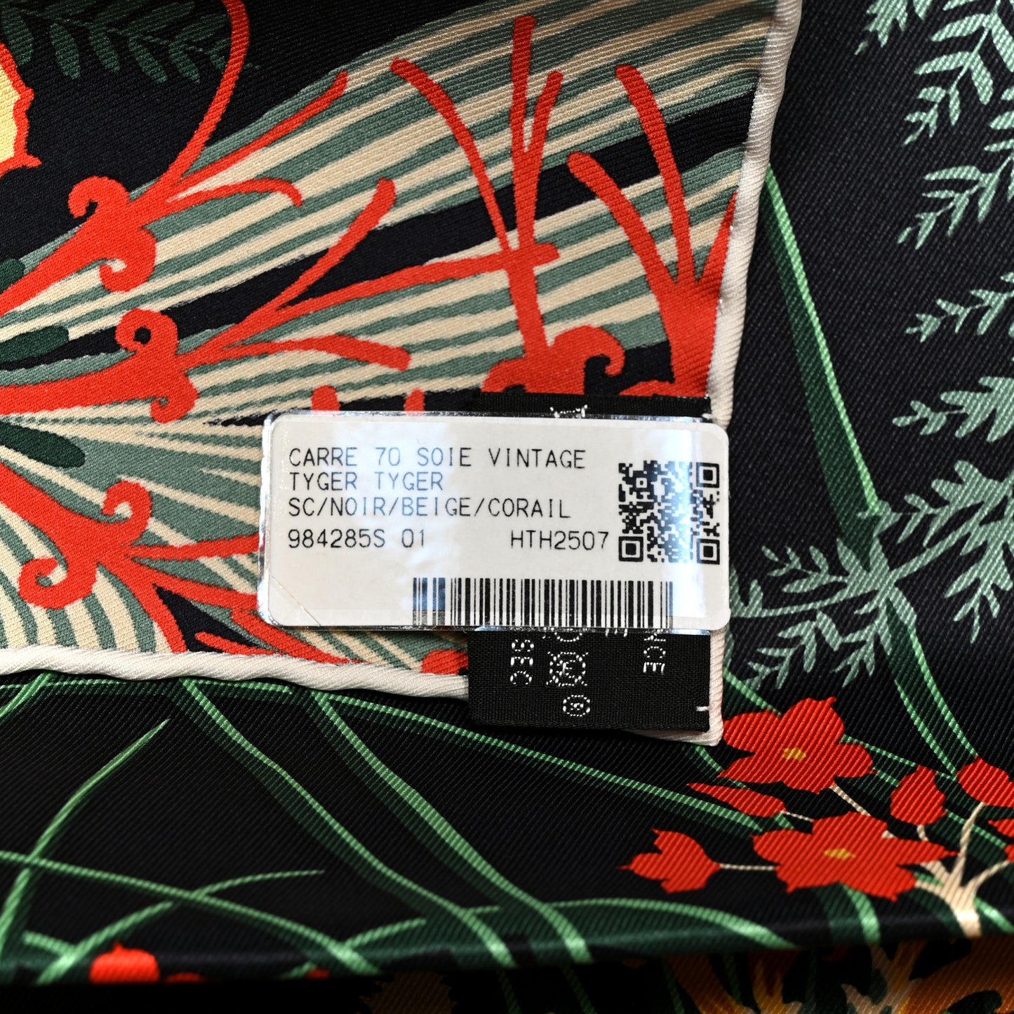 Silk Tyger Tyger Scarf 70 Black Beige Corail