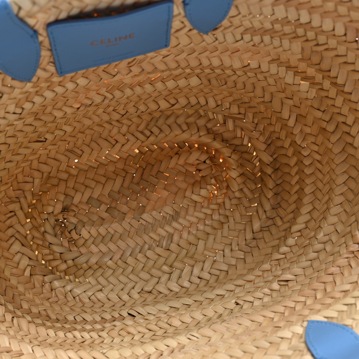 Celine Raffia Calfskin Triomphe Medium Panier Soft Blue 5 of 9