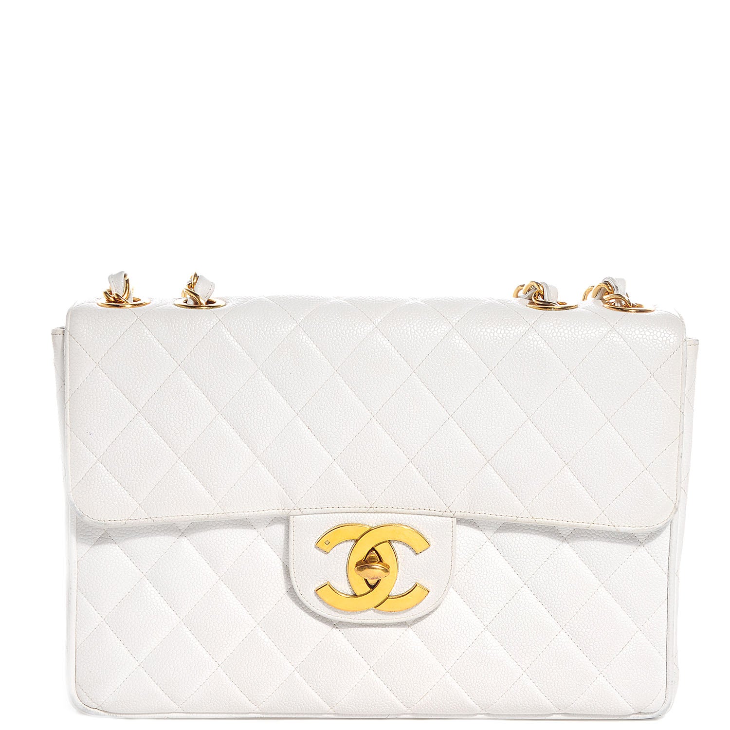 Chanel Caviar Jumbo Flap White 1 of 10