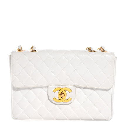 Chanel Caviar Jumbo Flap White 1 of 10