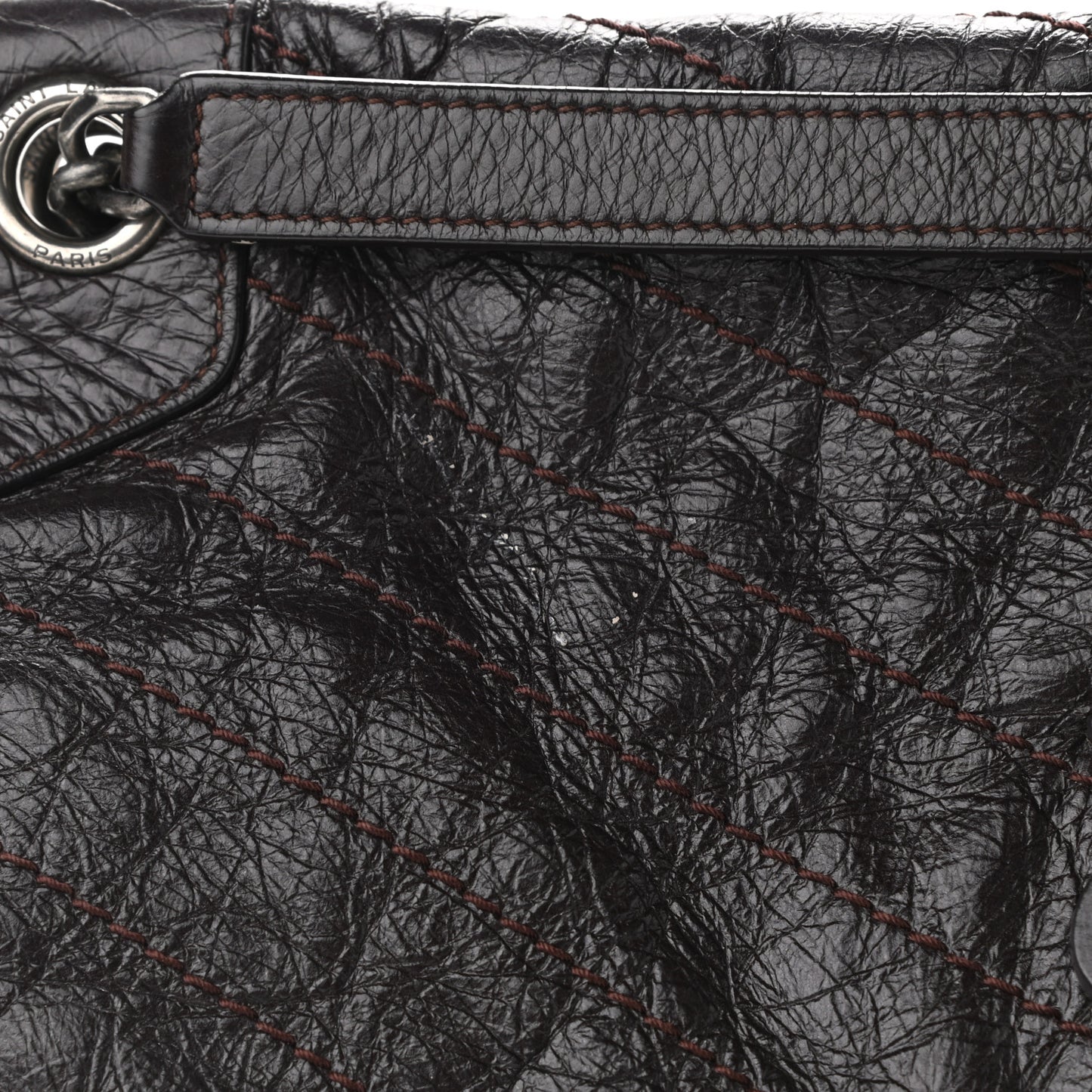 Crinkled Calfskin Matelasse Monogram Large Niki Chain Satchel Tulip