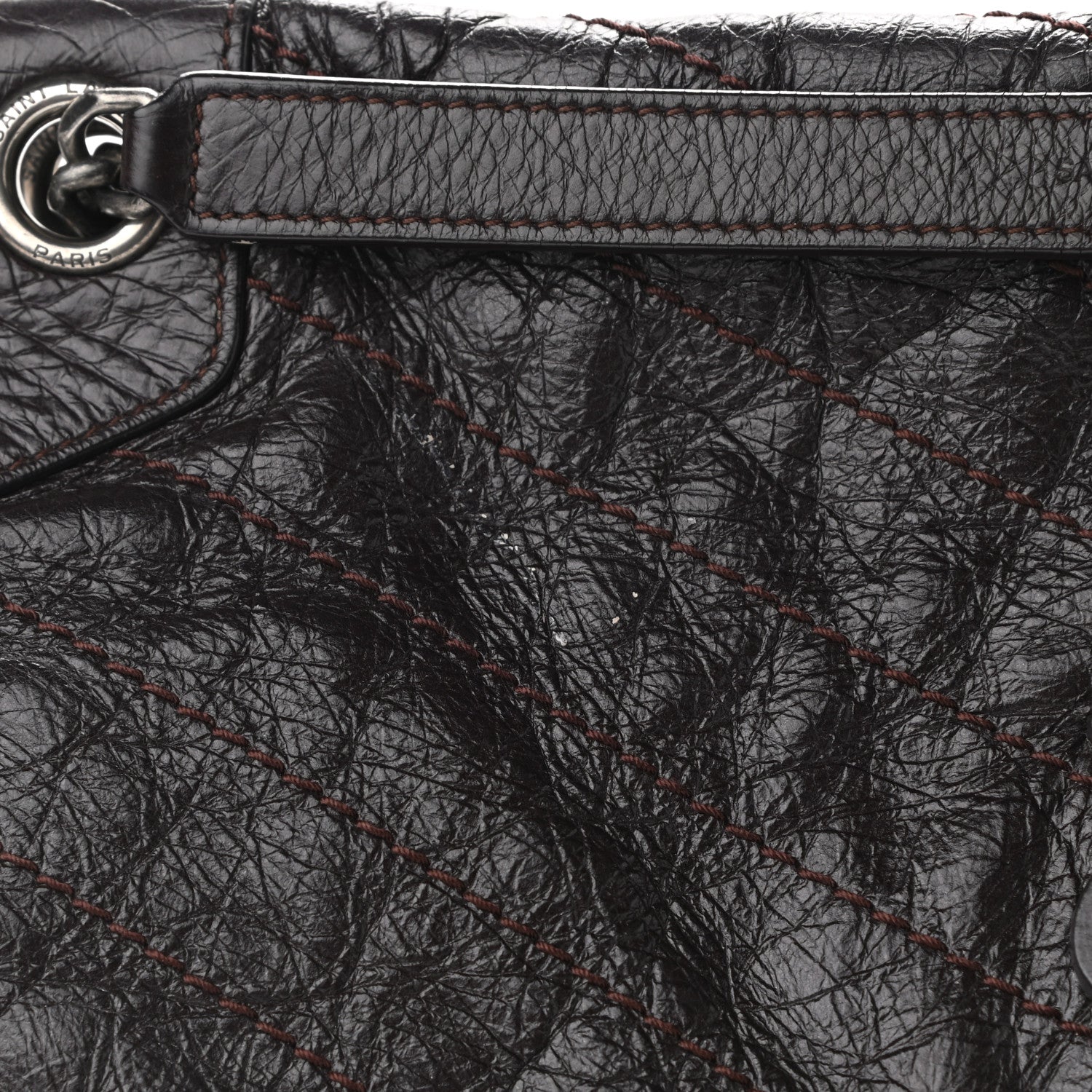 Saint Laurent Crinkled Calfskin Matelasse Monogram Large Niki Chain Satchel Tulip 12 of 12