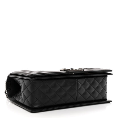 Chanel Calfskin Chevron Quilted Medium Boy Flap Black 4 of 10