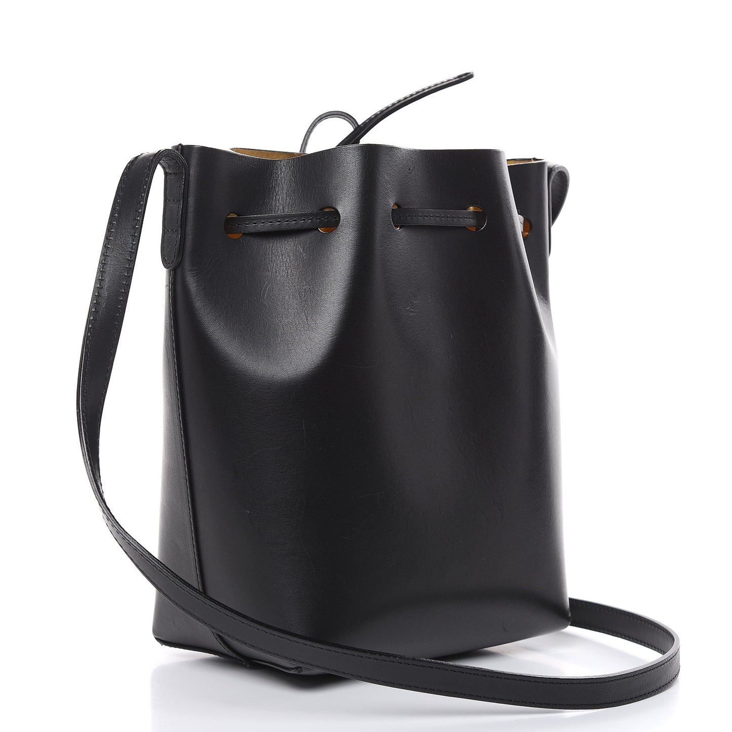 Calfskin Mini Bucket Bag Black Gold