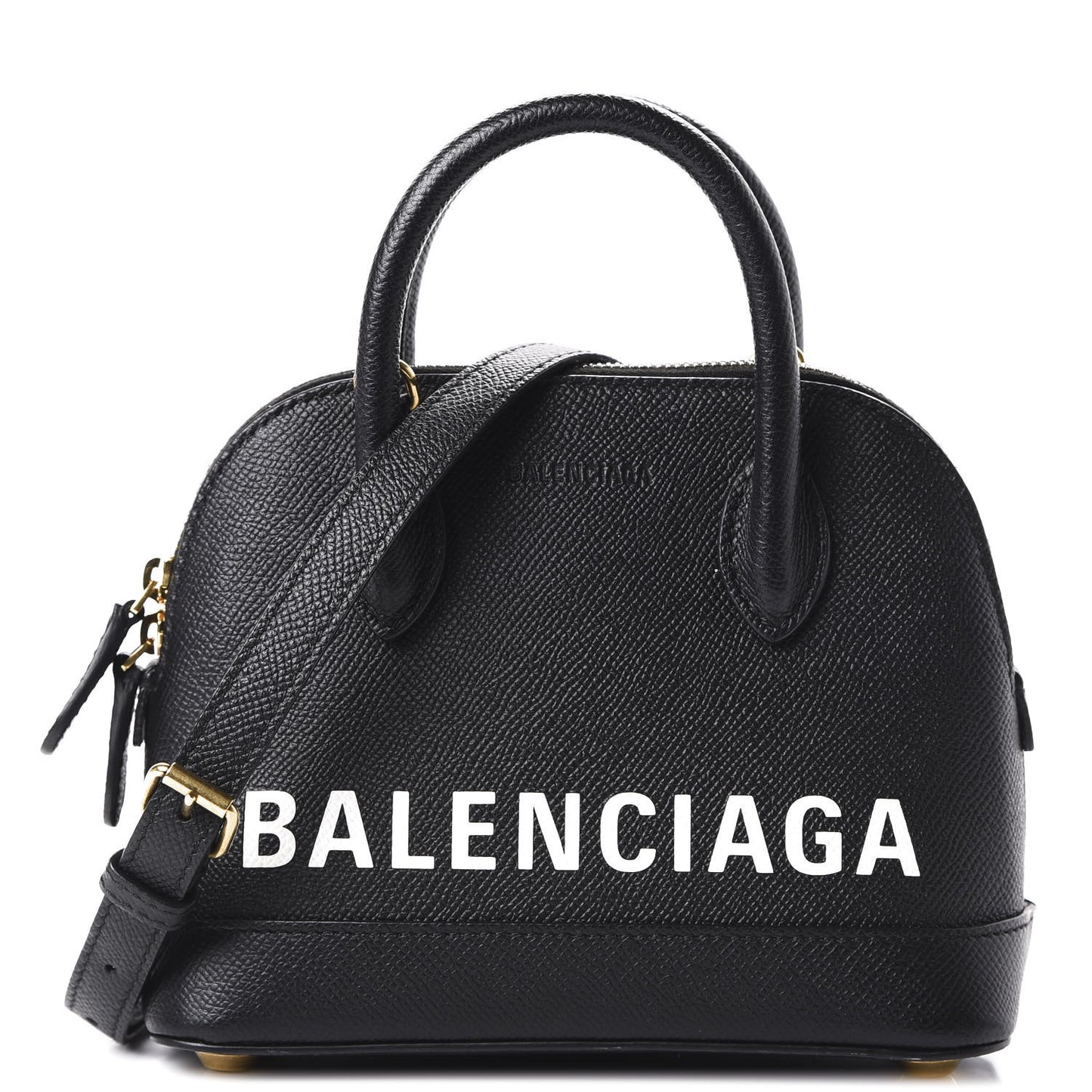Signature Grained Calfskin XXS Ville Top Handle Bag Black White