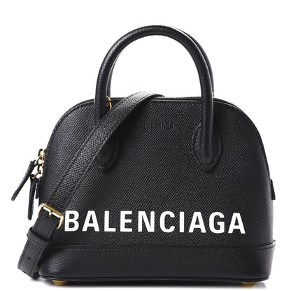 Balenciaga Signature Grained Calfskin XXS Ville Top Handle Bag Black White 1 of 9