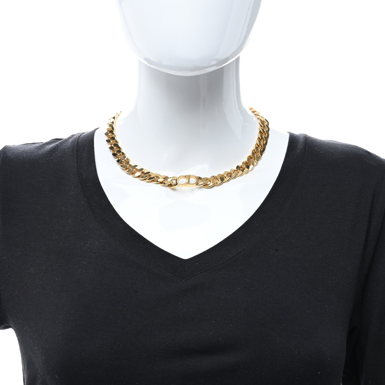 Christian Dior Metal CD Choker Necklace Gold 3 of 4