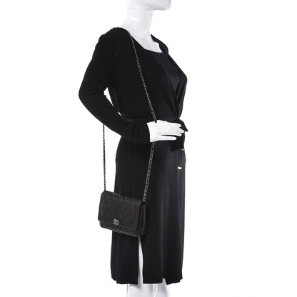 Chanel Caviar Quilted Boy Wallet On Chain WOC Black 2 of 8