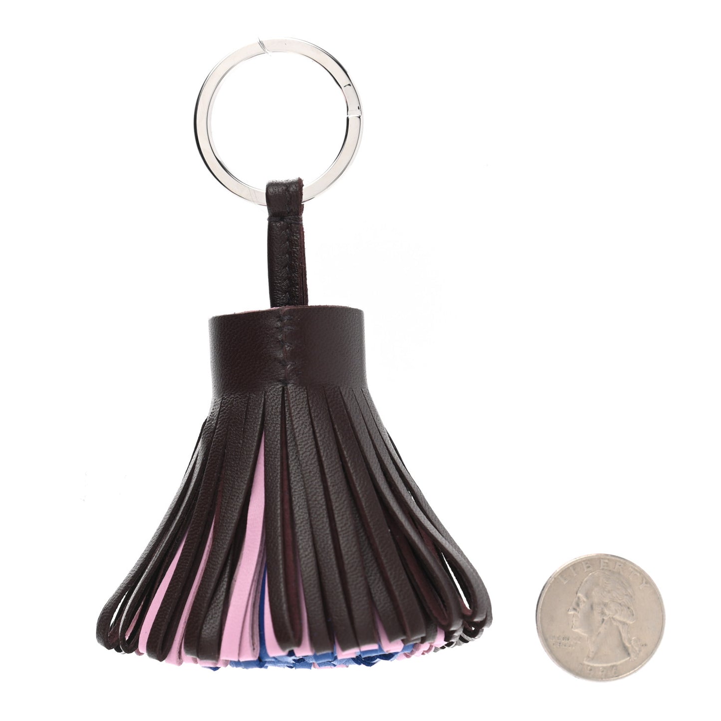Lambskin Tri-Color Carmen Tassel Key Holder Rouge Sellier Mauve Sylvestre Bleu France
