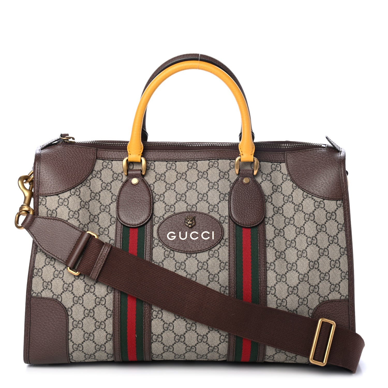 Gucci Soft GG Supreme Monogram Web Neo Vintage Duffle Bag Beige New Acero Crop 1 of 8