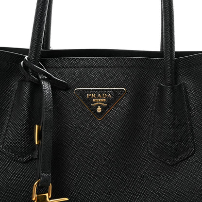 Prada Saffiano Cuir Small Double Bag Black 7 of 9