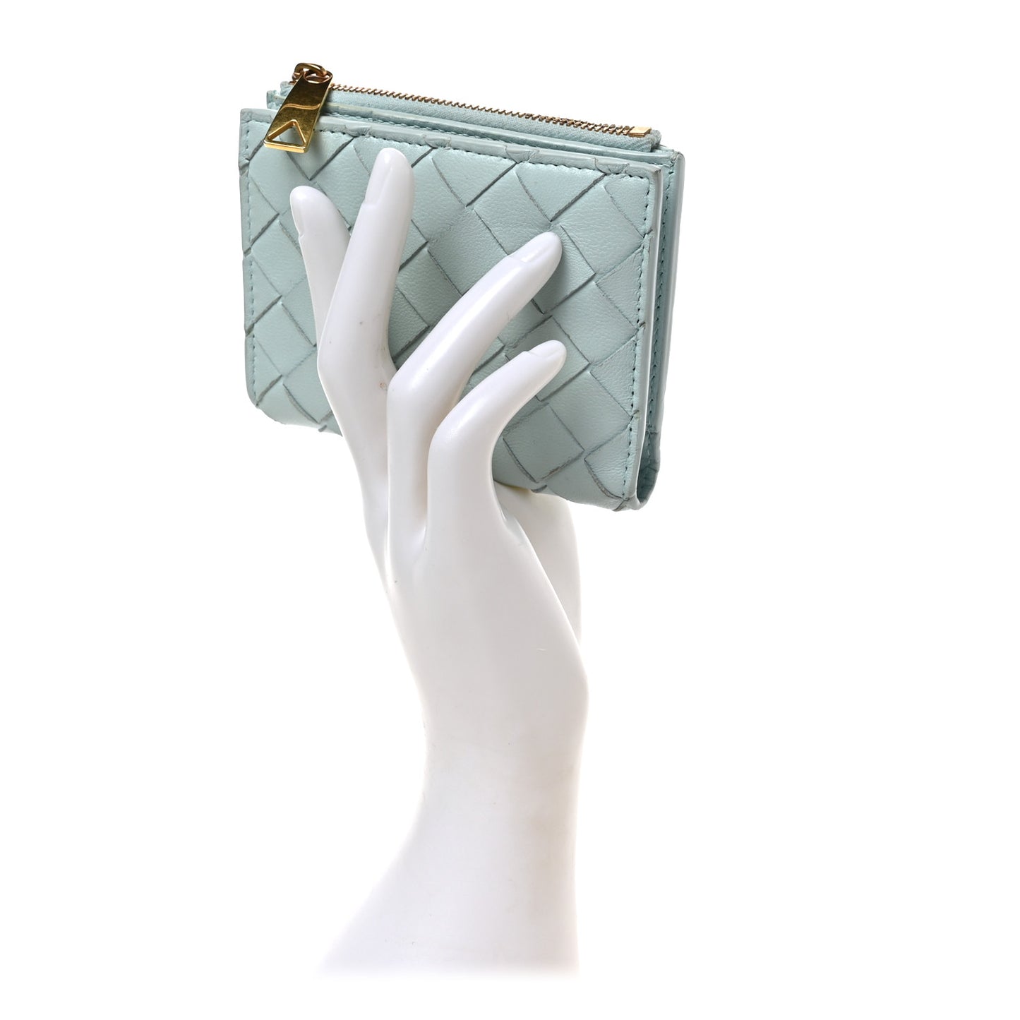 Nappa Intrecciato Bifold Zip Wallet Teal Washed