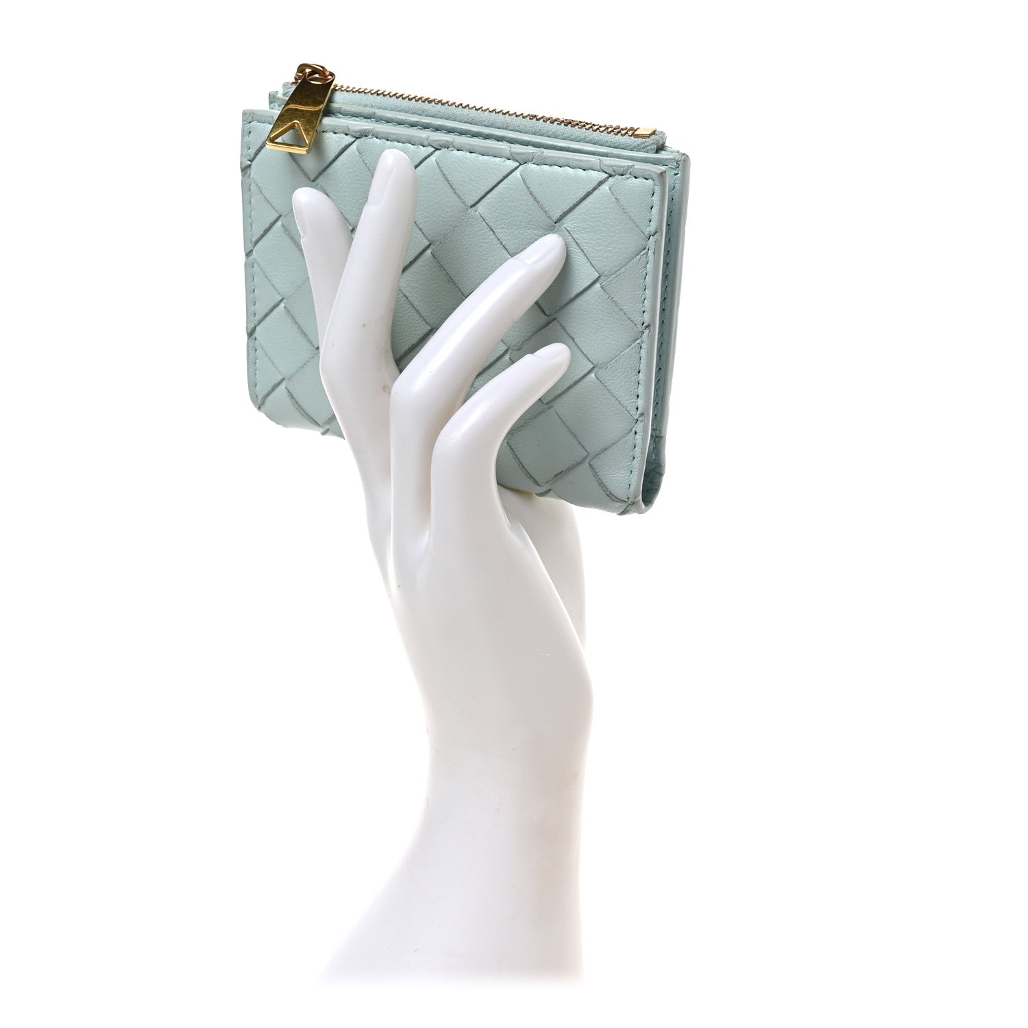 Bottega Veneta Nappa Intrecciato Bifold Zip Wallet Teal Washed 2 of 7