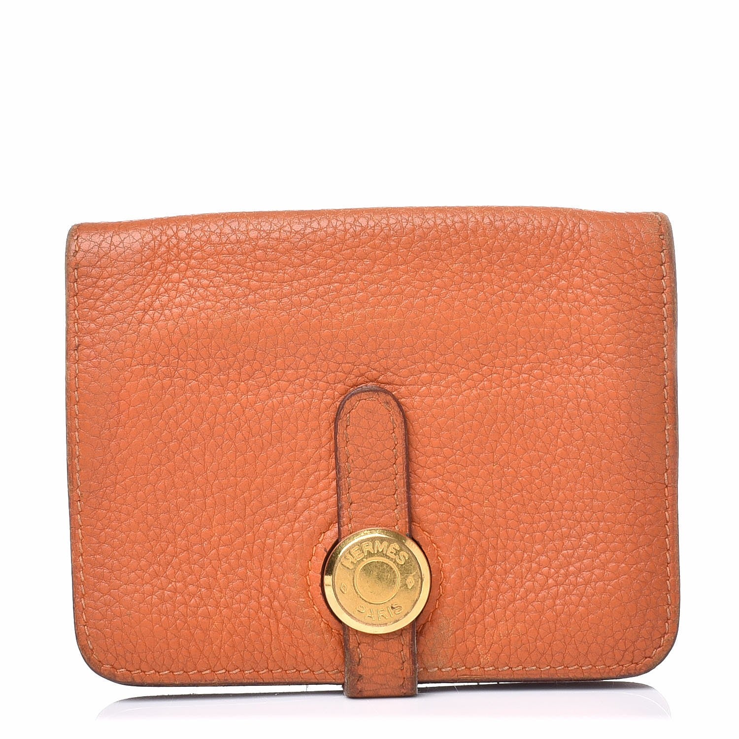 Hermes Togo Dogon Card Case Key Holder Orange 1 of 11