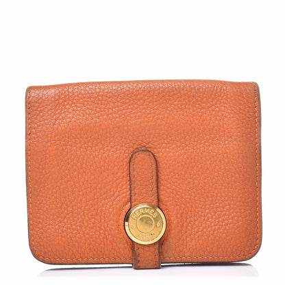 Hermes Togo Dogon Card Case Key Holder Orange 1 of 11