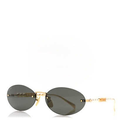 Gucci Metal Pearl Oval Sunglasses GG1922S Gold 1 of 9