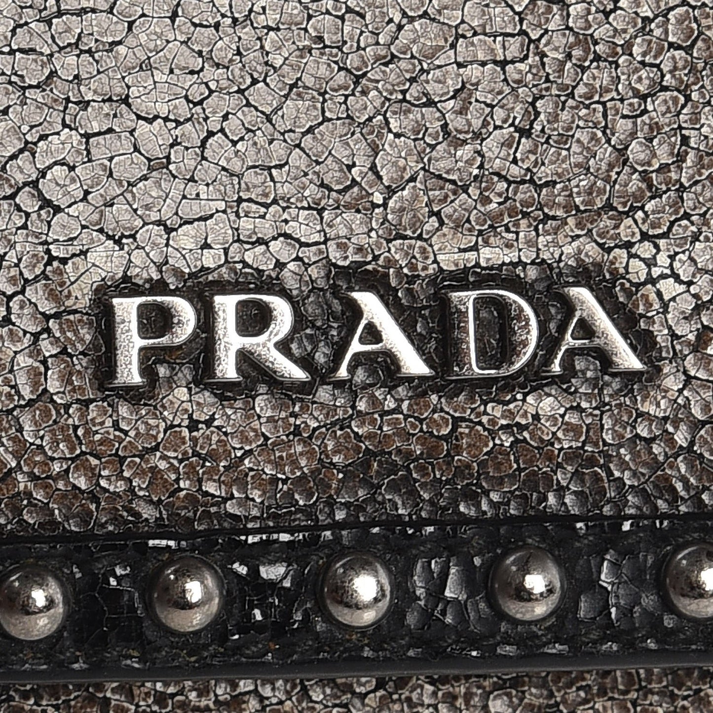 Craquele Studded Continental Flap Wallet Creta Black