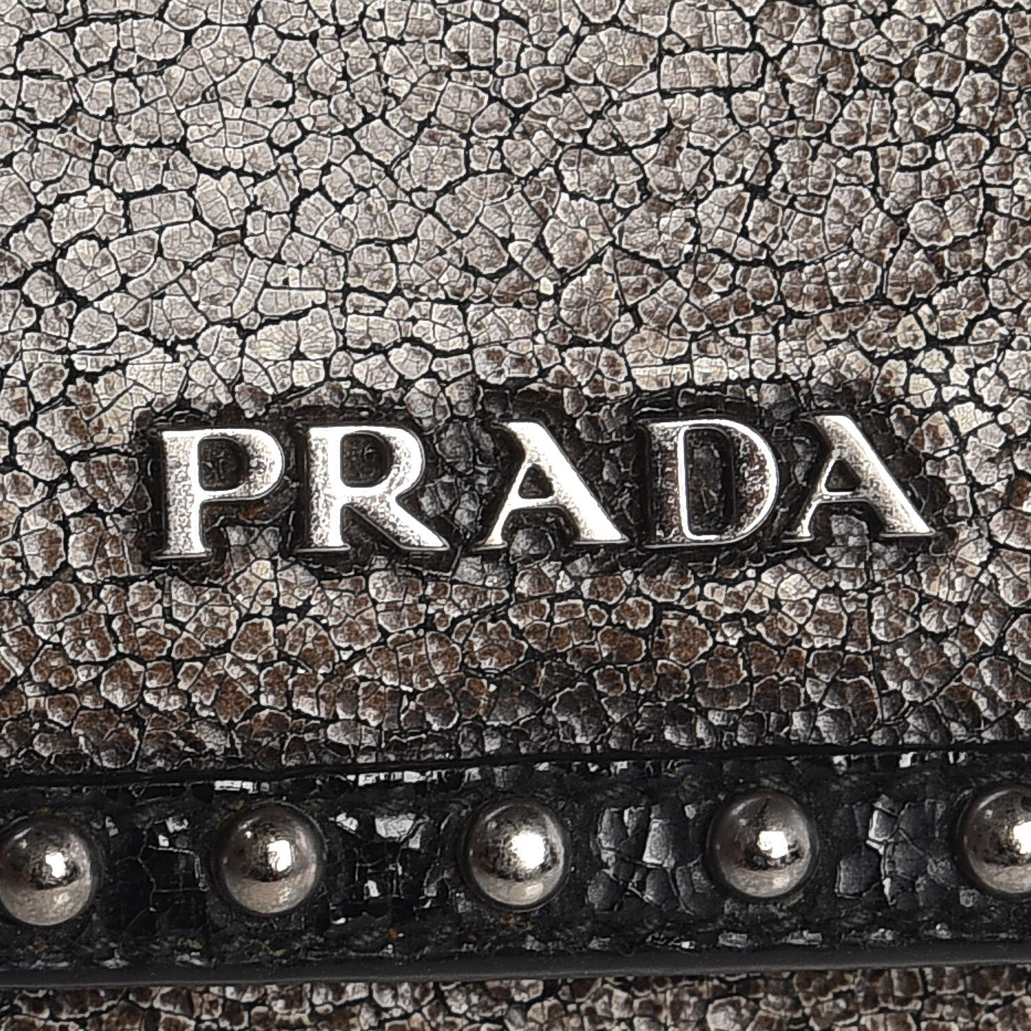 Prada Craquele Studded Continental Flap Wallet Creta Black 6 of 9