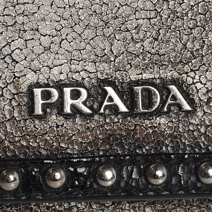 Prada Craquele Studded Continental Flap Wallet Creta Black 6 of 9