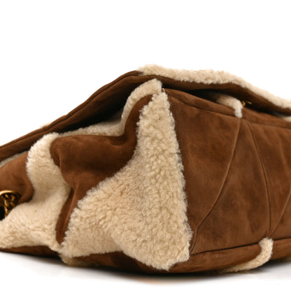 Saint Laurent Suede Shearling Patchwork Monogram Giant Jamie Brown Beige 8 of 9
