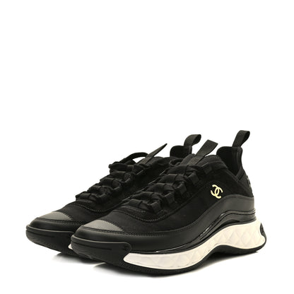 Chanel Velvet Calfskin Mixed Fibers CC Sneakers 40 Black 2 of 9